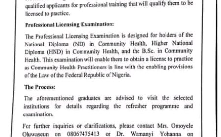 A Question to be Answered by the Community Health Institute Concerning HND and BSc Top-up Programs